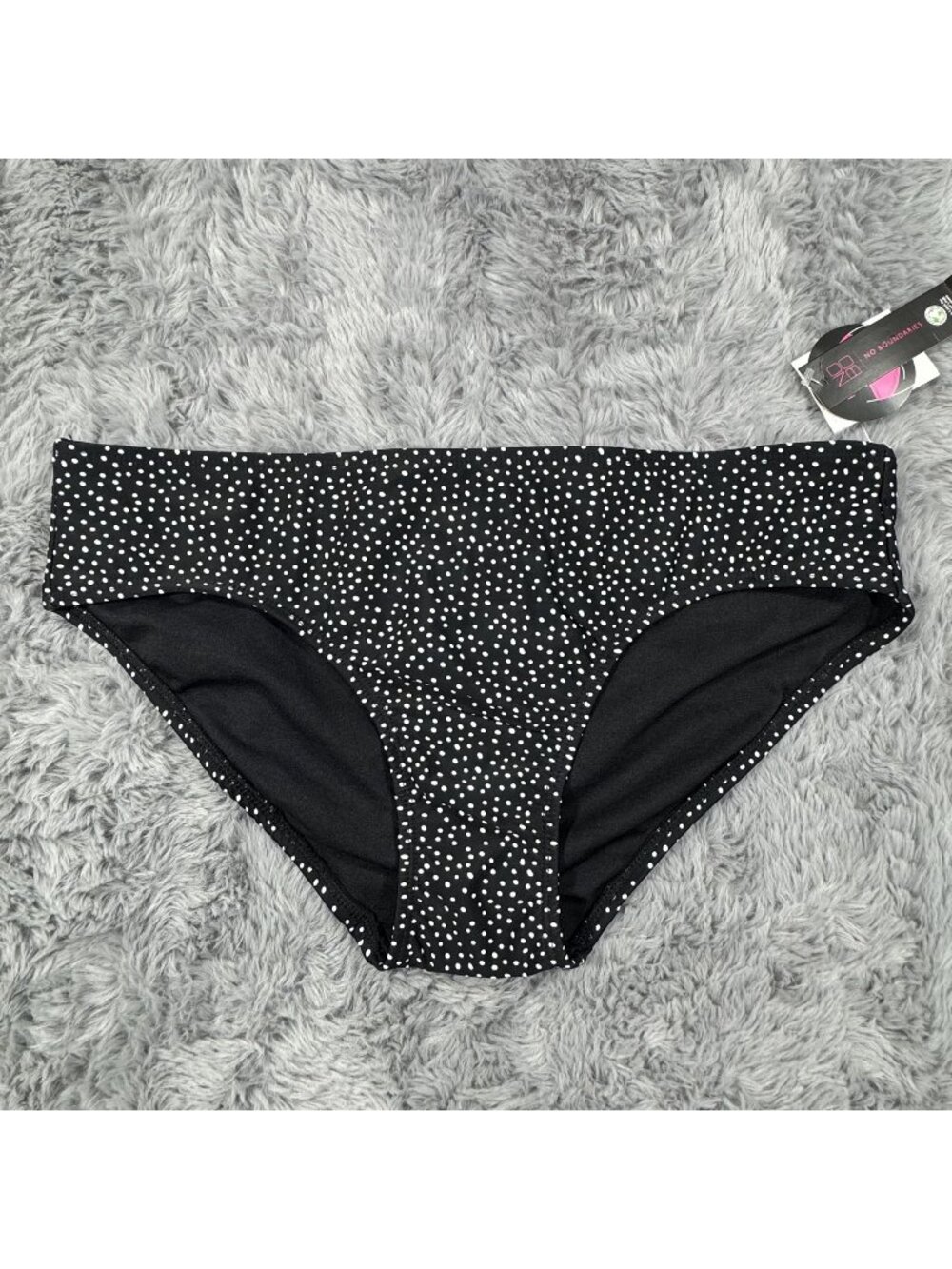 No Boundaries Swim Bikini Bottoms Black Polka Dot Gypsy Women Size L (11-13) NEW